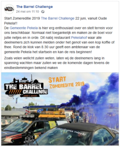 Aankondiing startpunt via Facebook